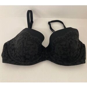 Victoria's Secret 32DD Lined Demi Black Bra Soft Lace Dark Coquette Whimsygoth